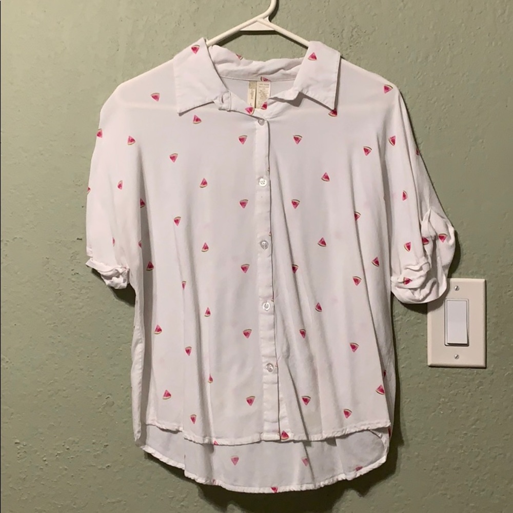 White Watermelon Button Down Shirt